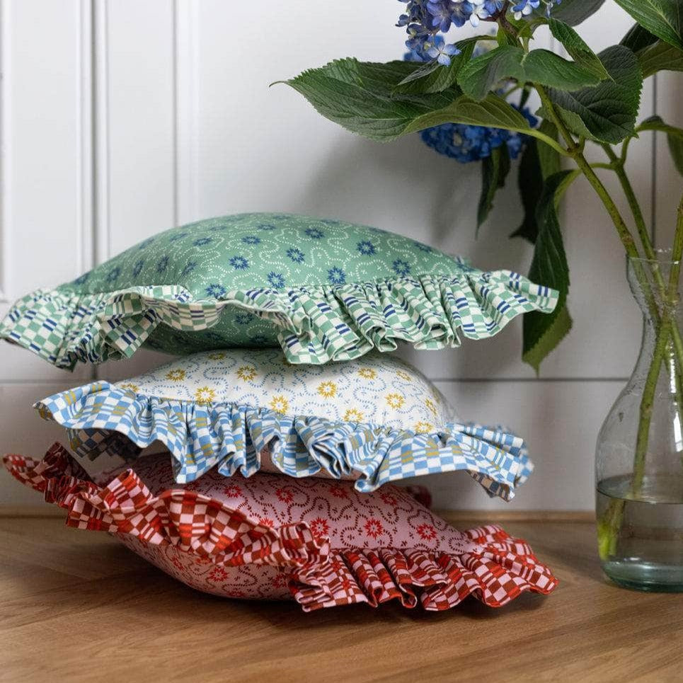 "Frilly Fancy" Cushion in Sage