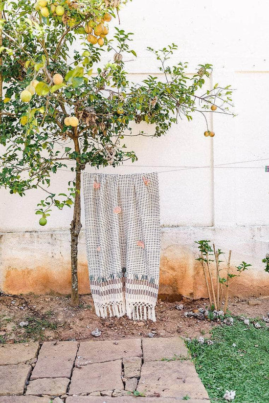 Organic Cotton Indigo & Apricot Throw