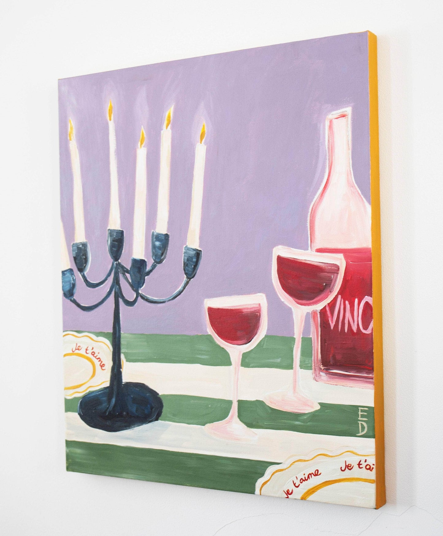 Candelabra & Vino Acrylic Painting