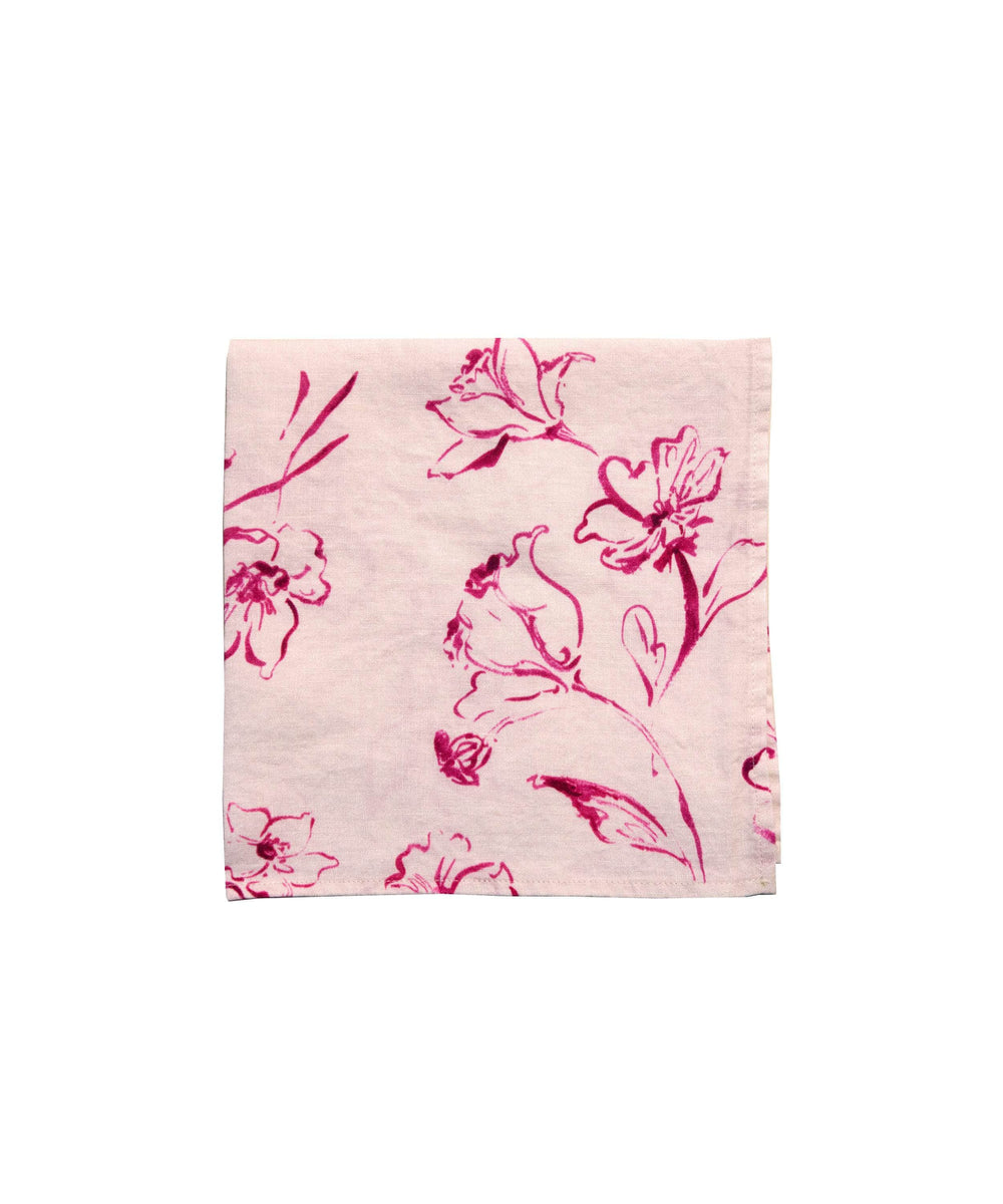 Wild Bloom Pink Linen Napkin