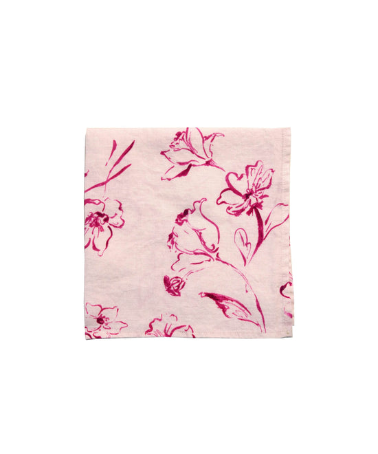 Wild Bloom Pink Linen Napkin