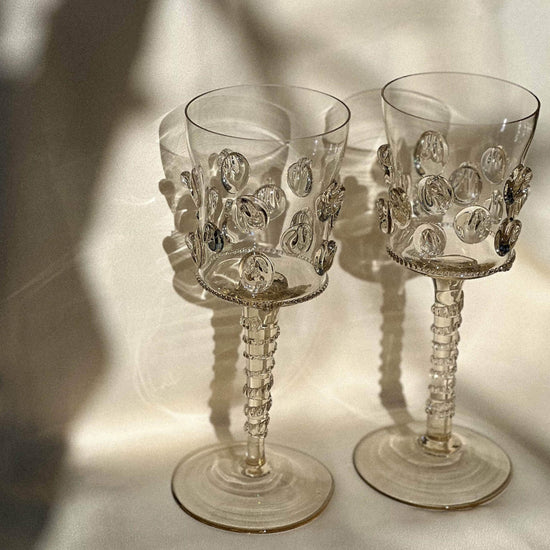 Load image into Gallery viewer, Mouthblown Wine Glass Dots - Set Of Two
