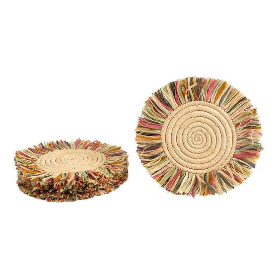 Fringed Bloom Raffia Coasters from Uganda