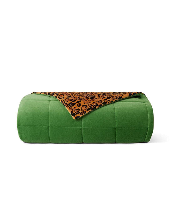 Child's Large Leopard Print/Green Reversible Bedspread