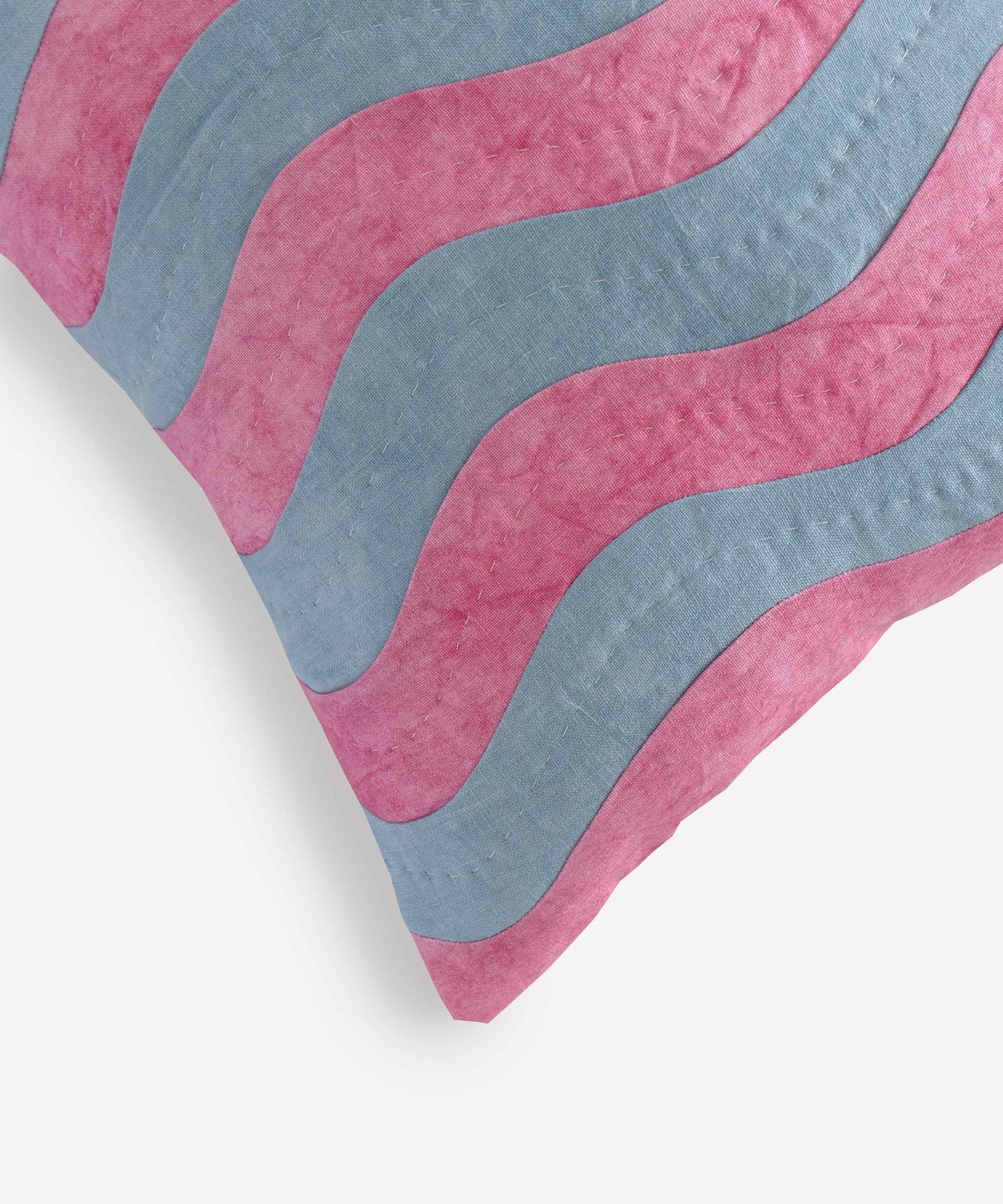 Square Pink & Grey Waves Cushion