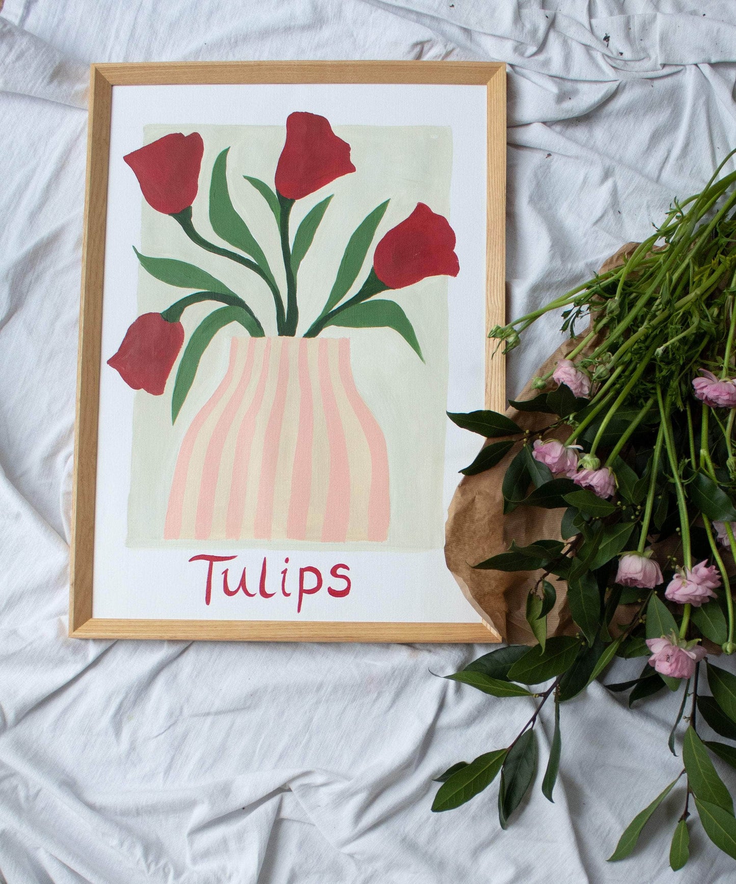 Tulips in Stripe vase- Original painting