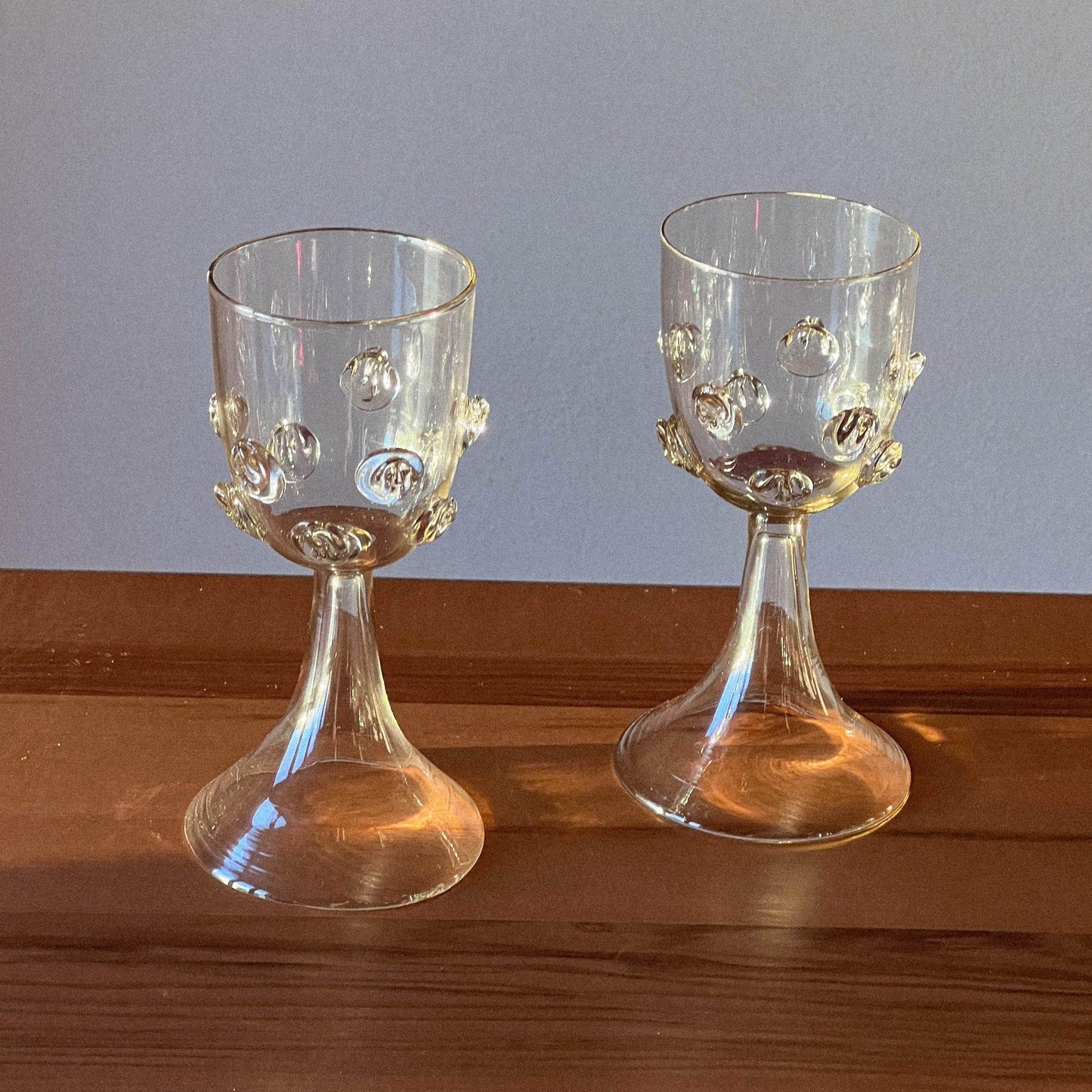 Mouthblown Wine Goblets Dots - Set Of Two