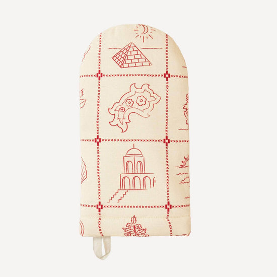 Redwork Oven Mitt in Red