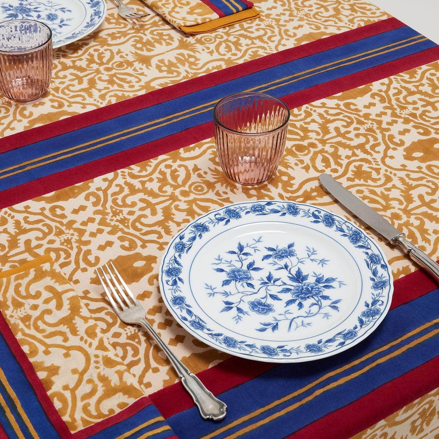 Cotton Cloth Damask Stripe Chutney
