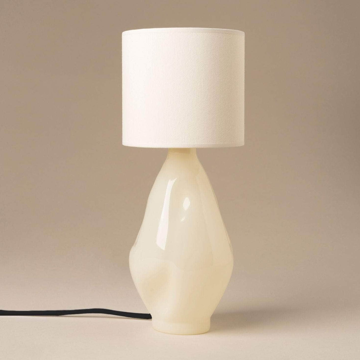 Beige Conical Glass Lamp