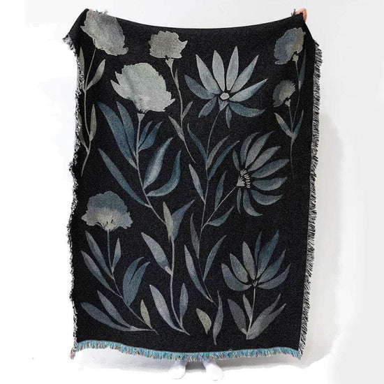 Load image into Gallery viewer, Bloom (Dark Mint) Recycled Cotton Woven Throw
