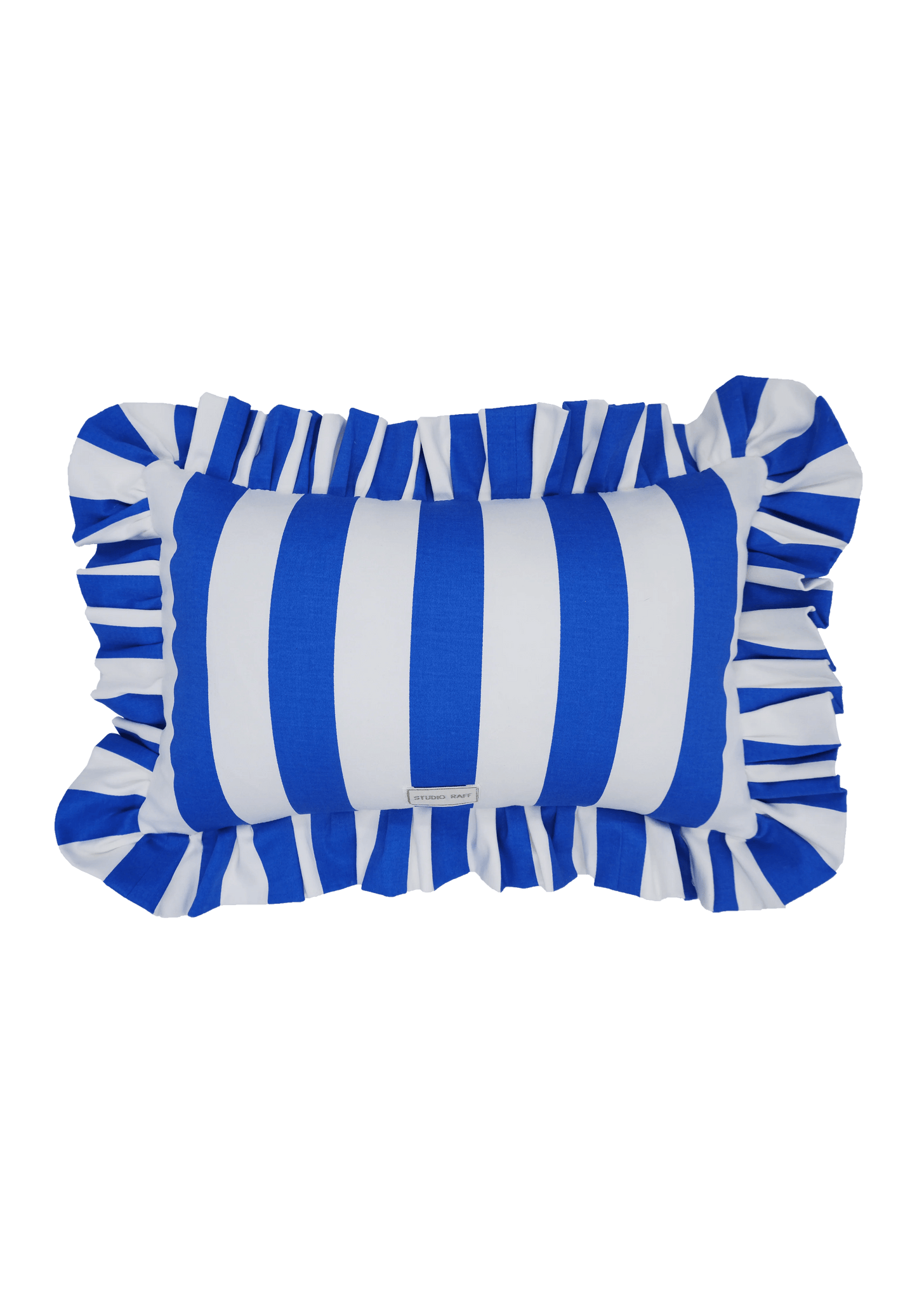 Blue and White Ruffle Detail Cushion | Rectangle