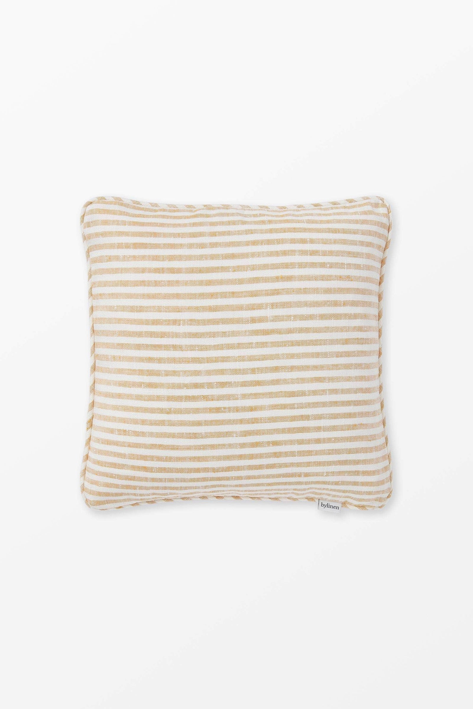 Yellow + White Striped Linen Cushion