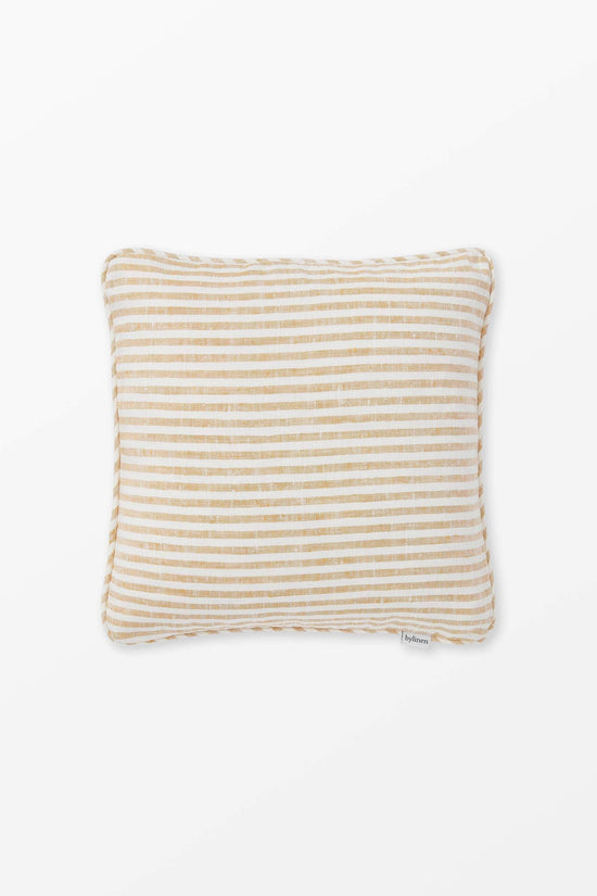 Yellow + White Striped Linen Cushion