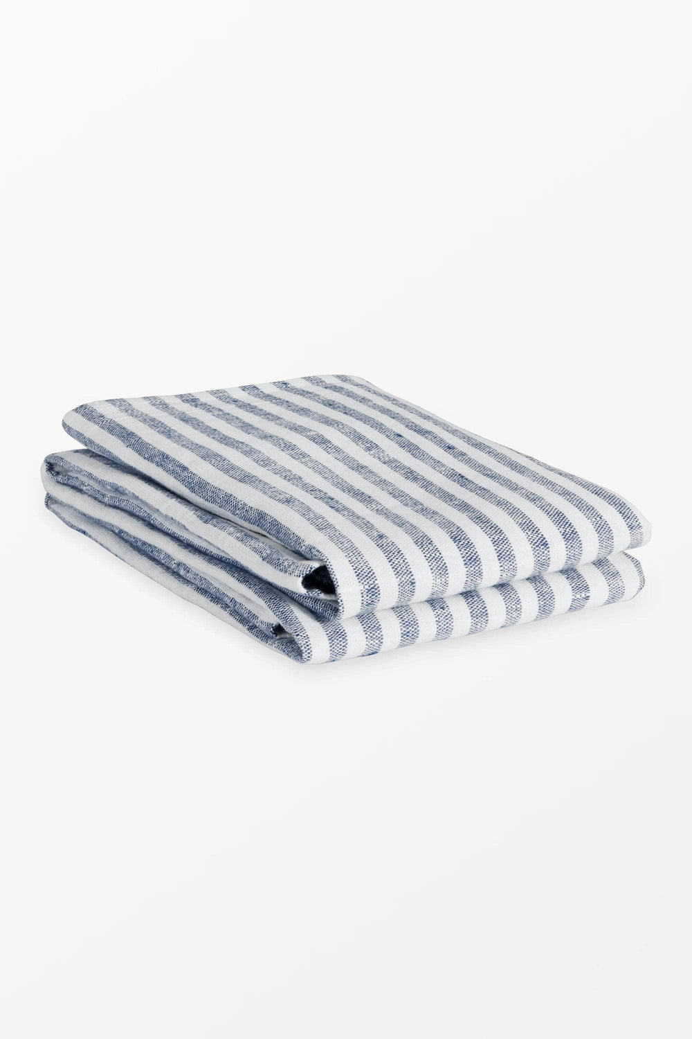 Blue + White Stripe Linen Kitchen Towels - Set of 2