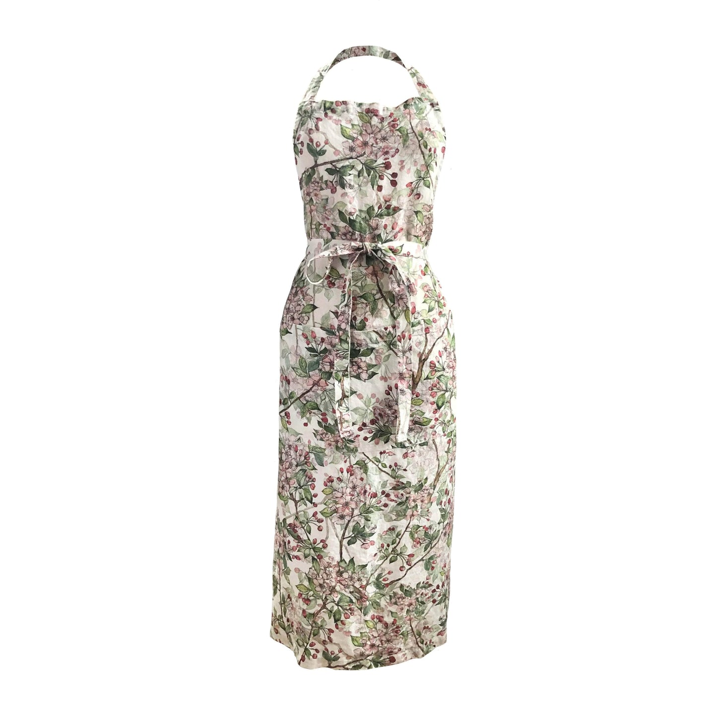 Cherry Blossom printed Linen Apron