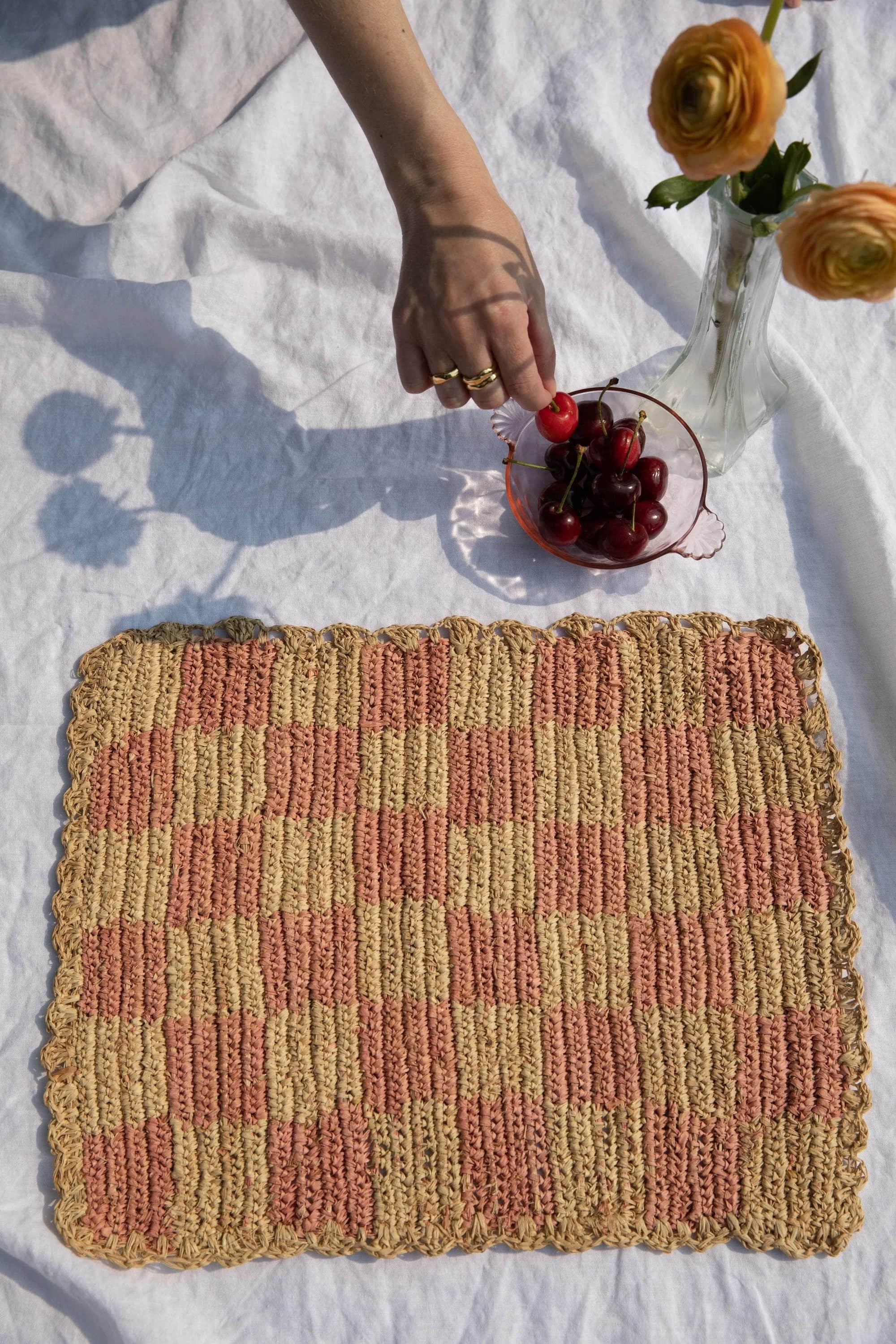 Pink Checkered Rectangular Placemat