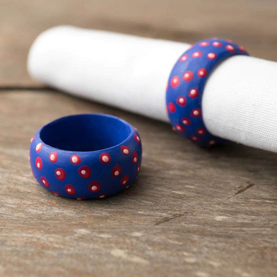 Wooden Dots Napkin Holder - Dark Blue