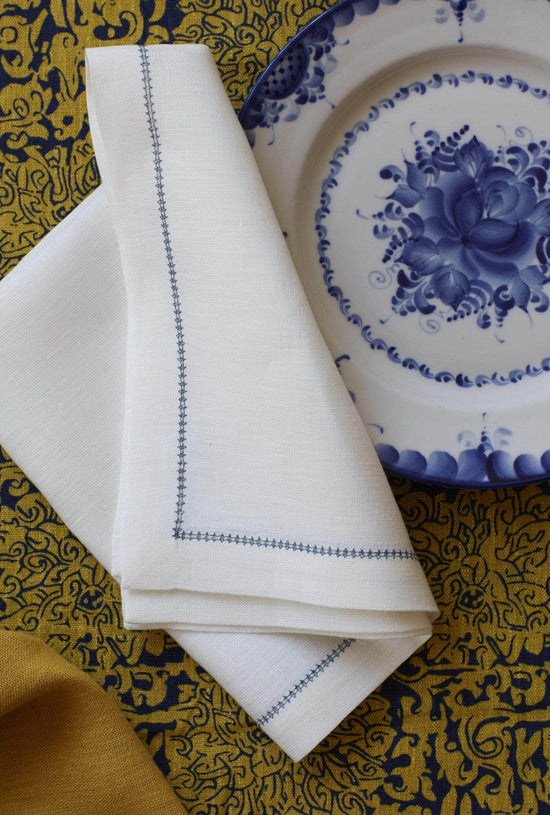 Load image into Gallery viewer, Napkin Hemstitch Prussian Blue
