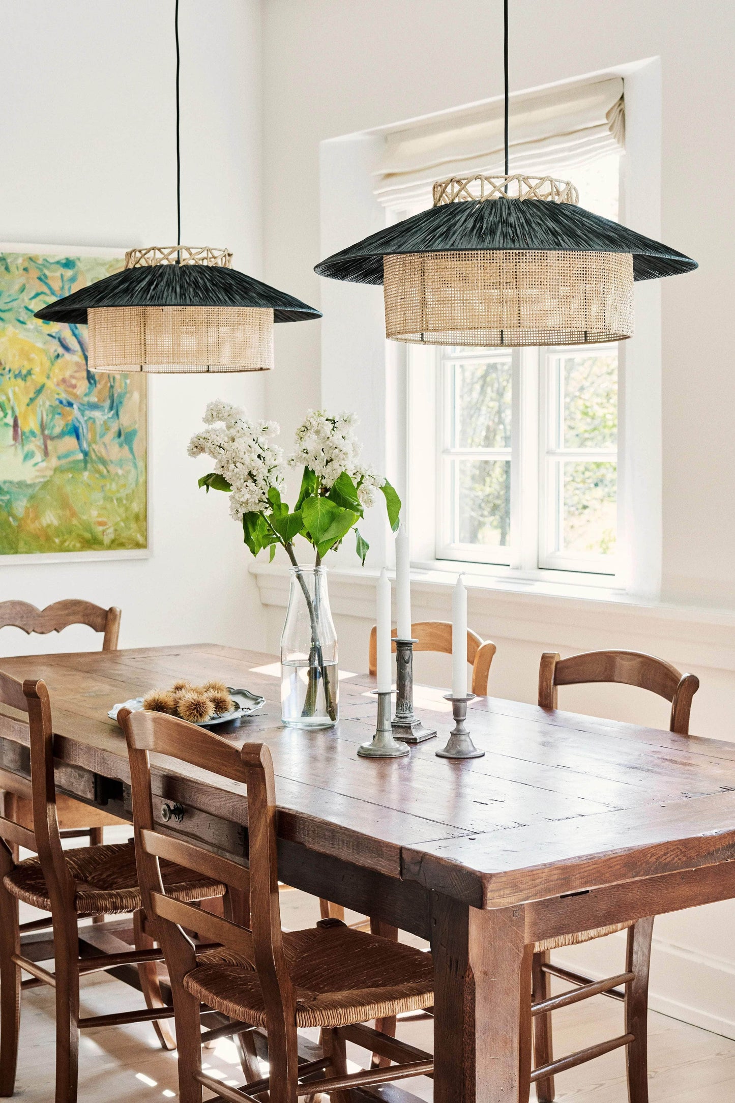 Kyoto Ceiling Lamp - Black & Nature