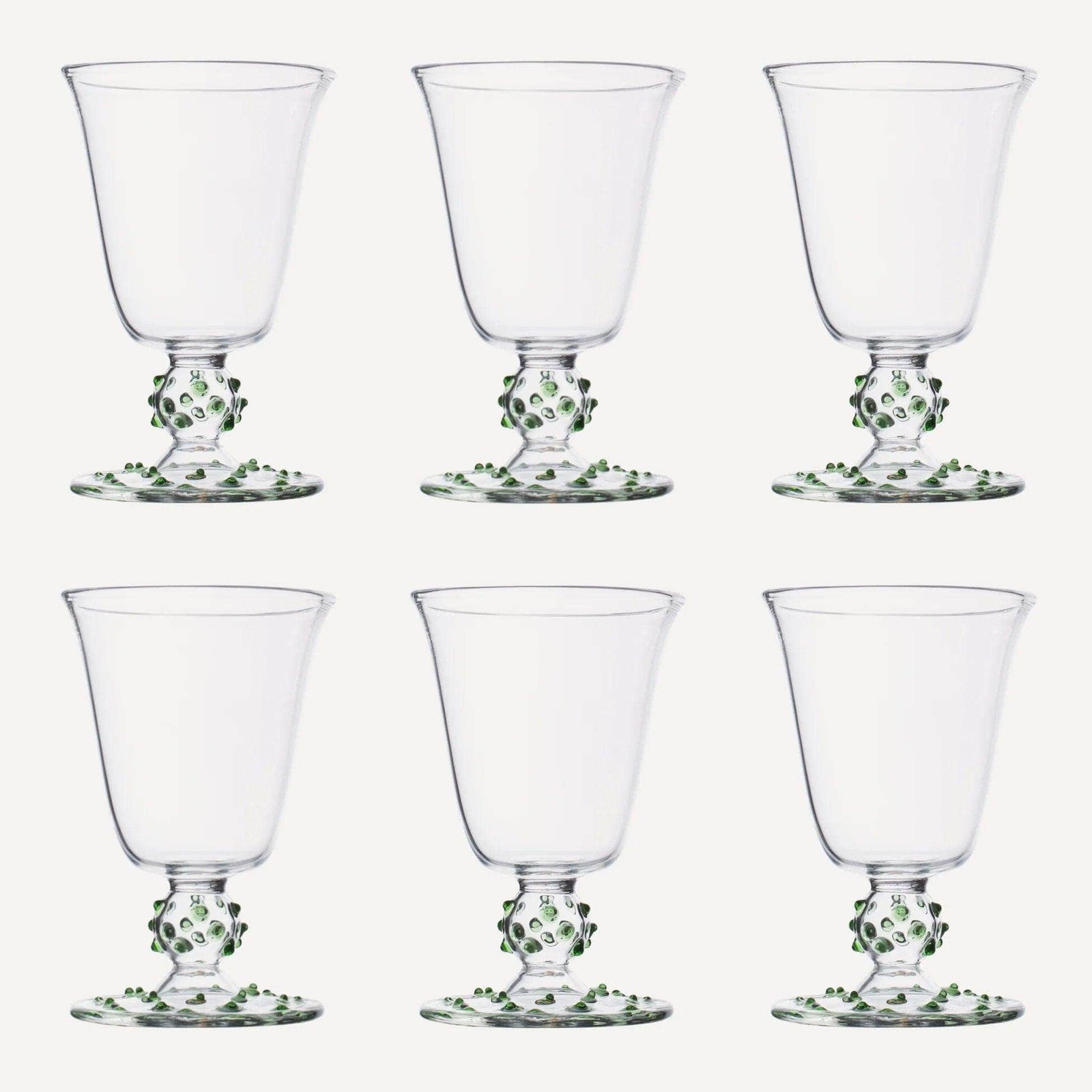 Green Pom Wine Glass - Set of Six