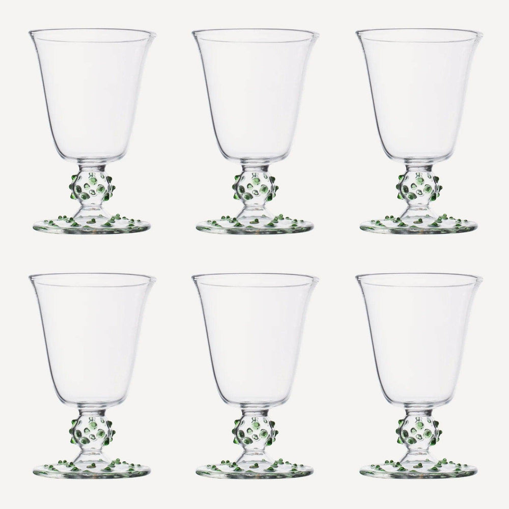 Green Pom Wine Glass - Set of Six