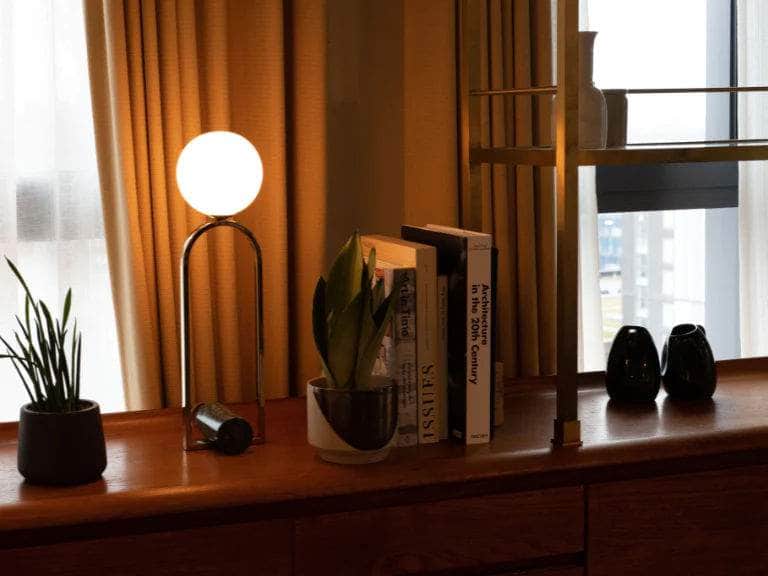 Olive green marble column table lamp