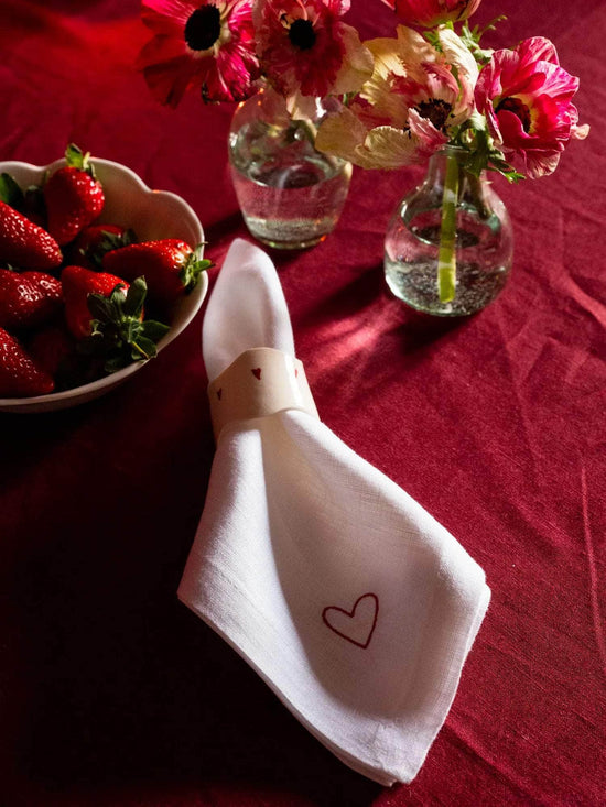 Porcelain Heart Napkin Rings, Set of Four