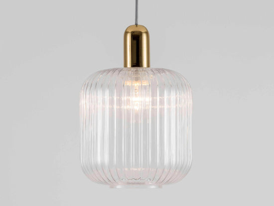 Ribbed clear glass shade ceiling light