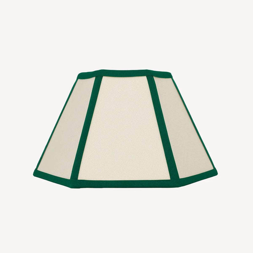 Hexagon Linen Lampshade, Green Trim - Small