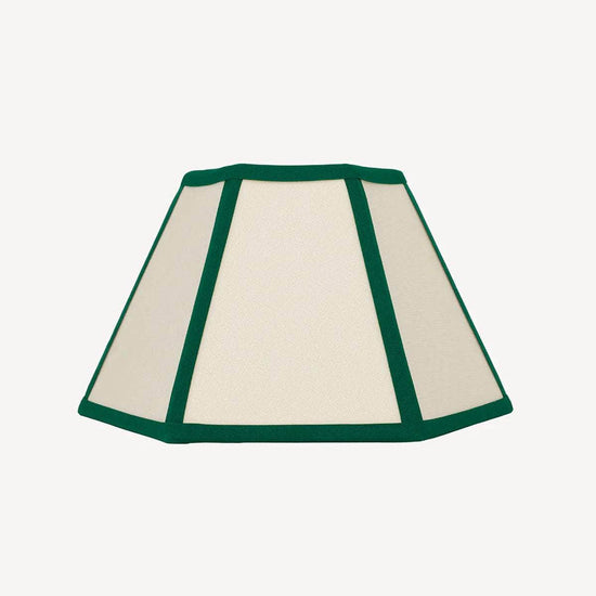 Hexagon Linen Lampshade, Green Trim - Small