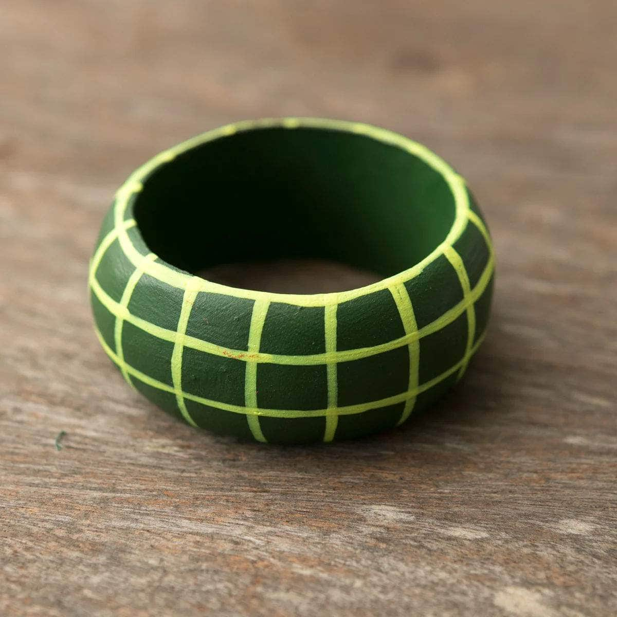 Wooden Check Napkin Holder - Dark Green