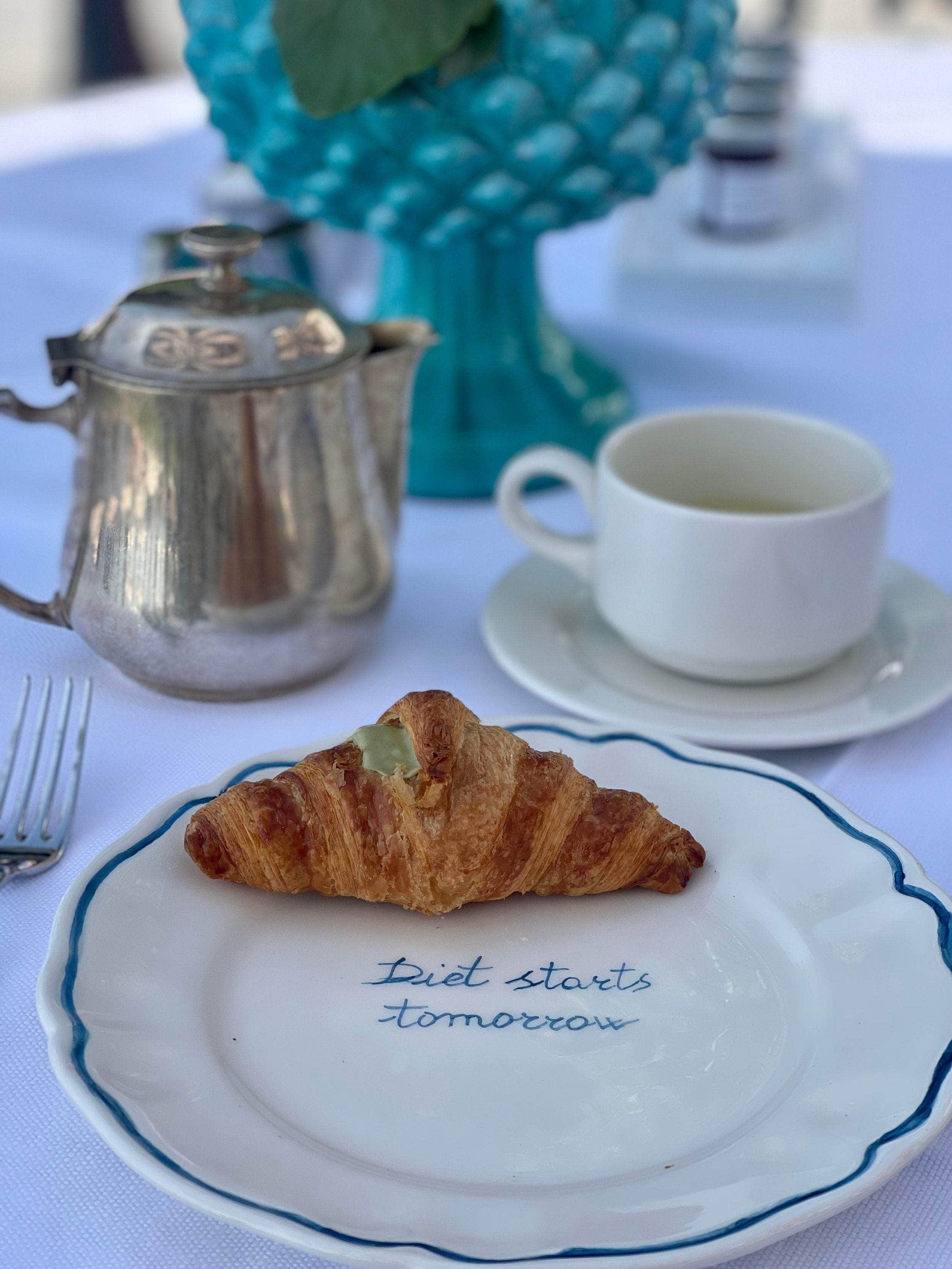 Ceramic "Diet Starts Tomorrow" Scalloped Plate | Set of 6