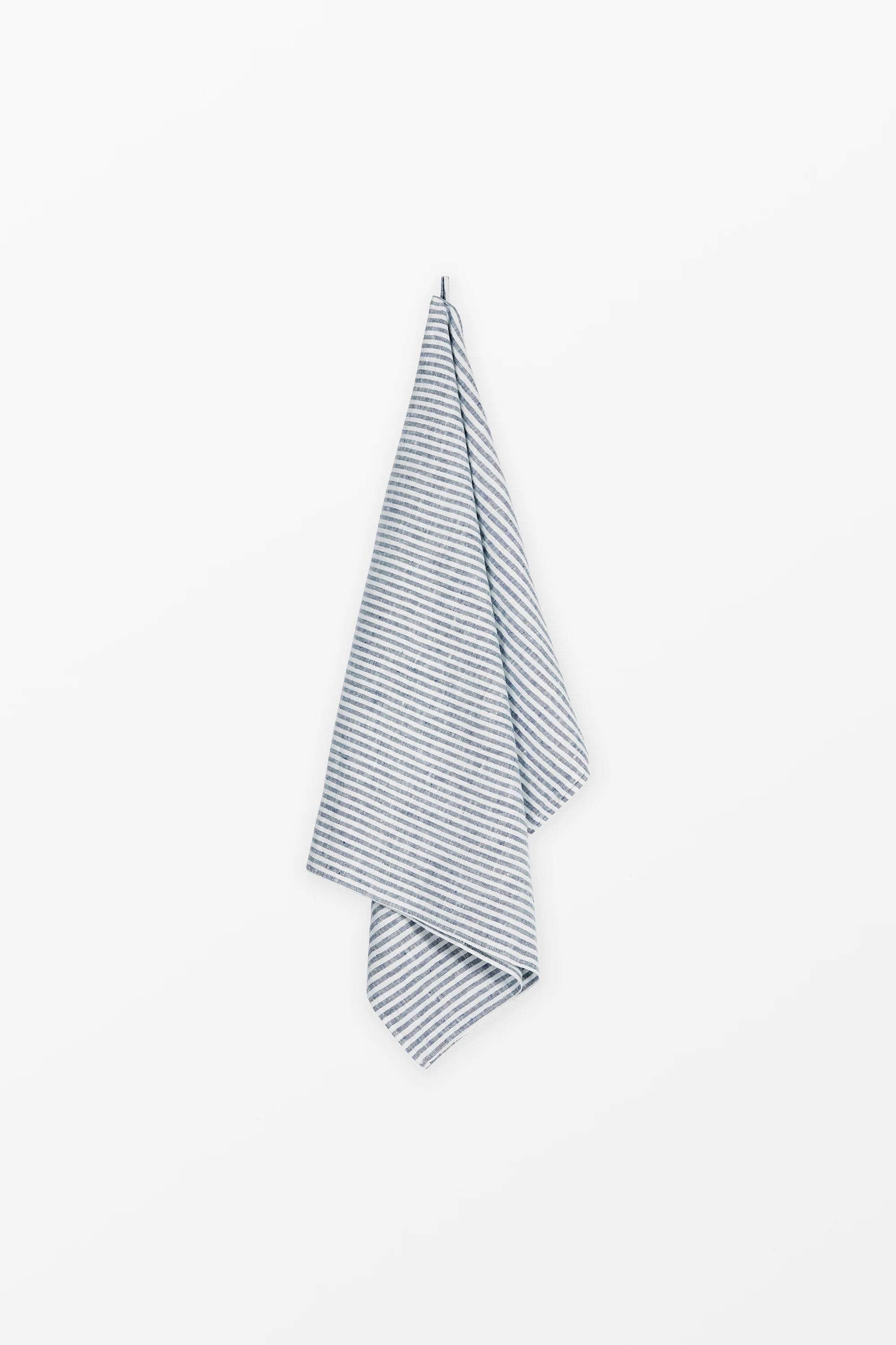 Blue + White Stripe Linen Bath Towel