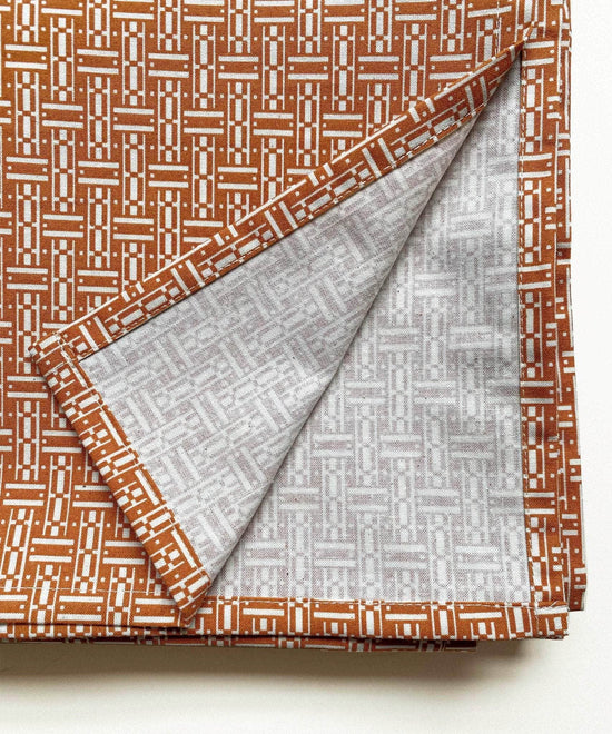 Terracotta Cotton Rectangular Parquet Tablecloth