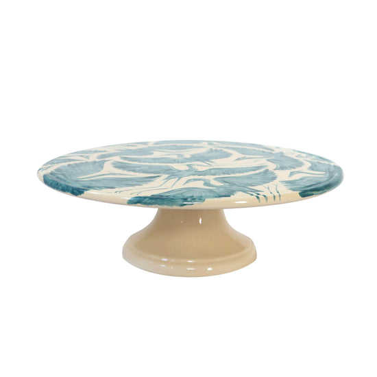 Herons Hand Painted Cake Stand - Teal