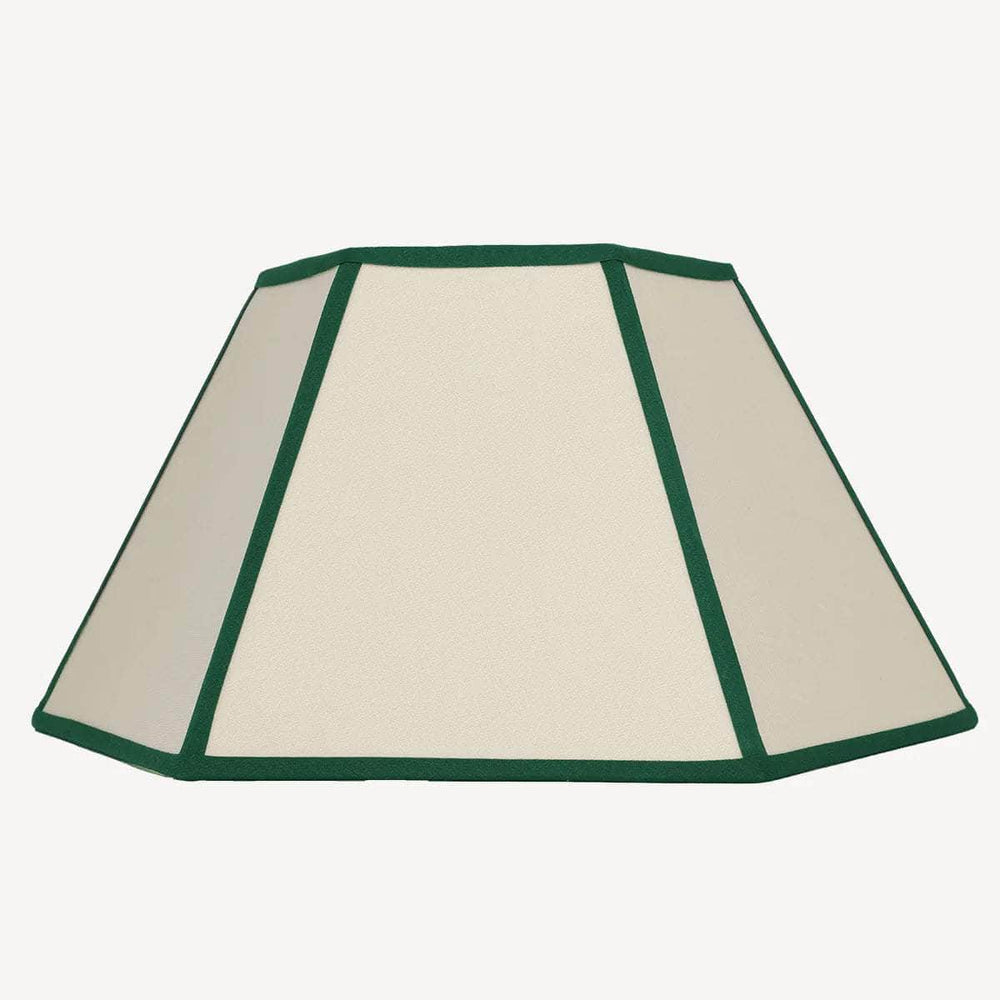 Hexagon Linen Lampshade, Green Trim - Large