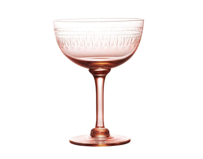 Rose Crystal Champagne Saucers with ovals design
