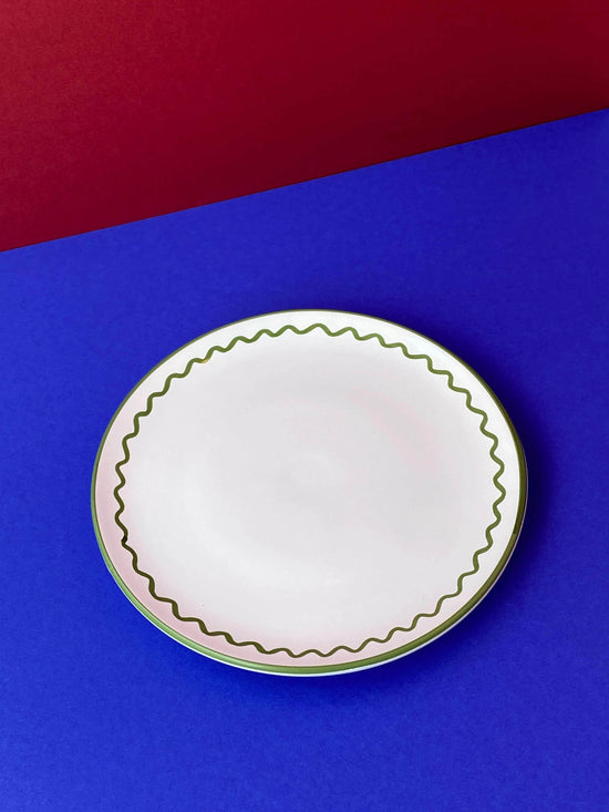 Load image into Gallery viewer, Lunch Plate - Olive Green Zigzag
