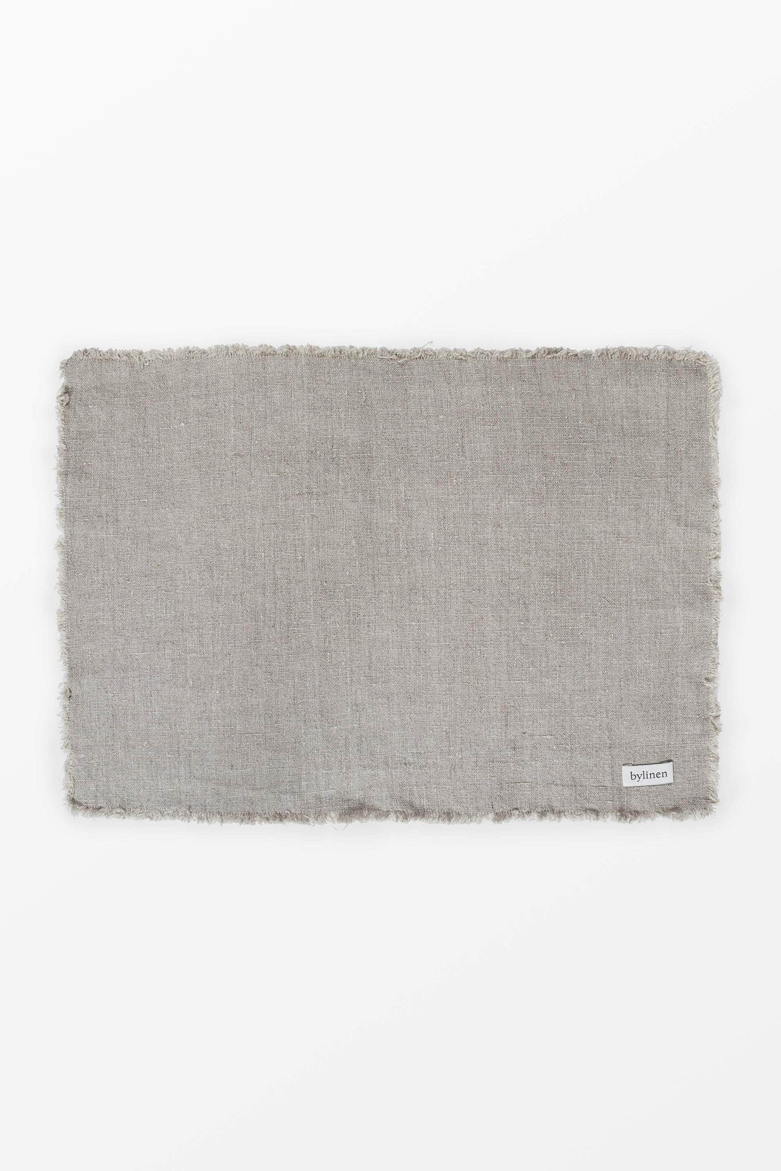 Grey Fringed Linen Placemat