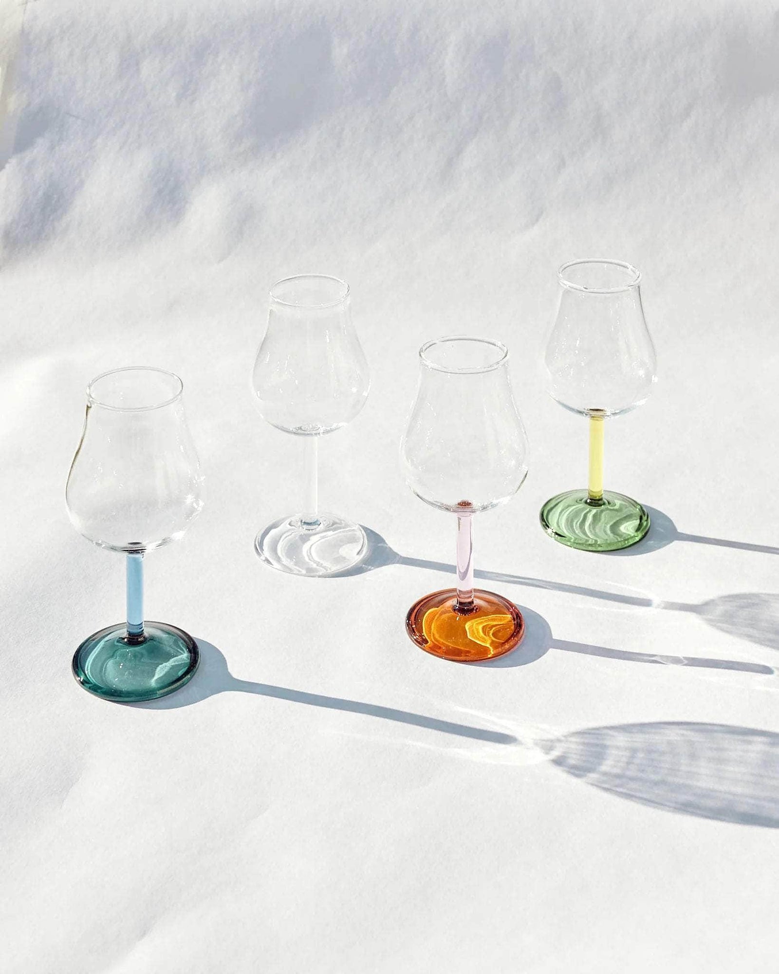 Hand Blown Tall Wine Glass in Clear