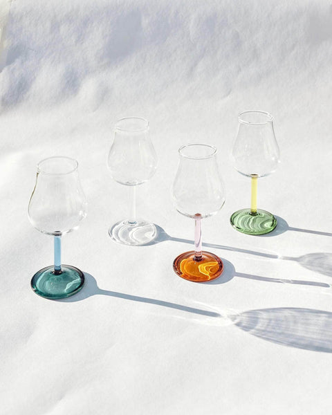 Hand Blown Tall Wine Glass in Clear