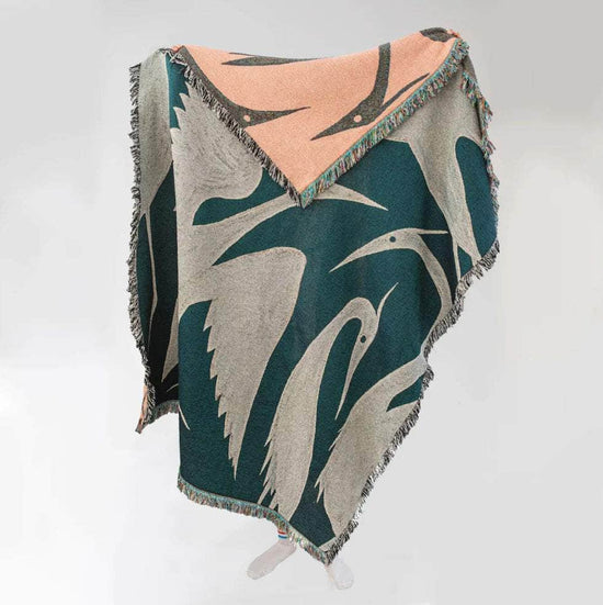 Heron Recycled Cotton Woven Throw - Teal