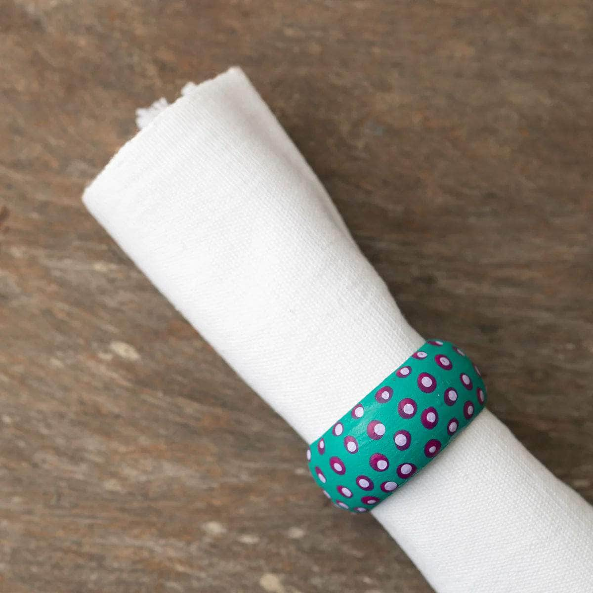 Wooden Dots Napkin Holder - Turquoise