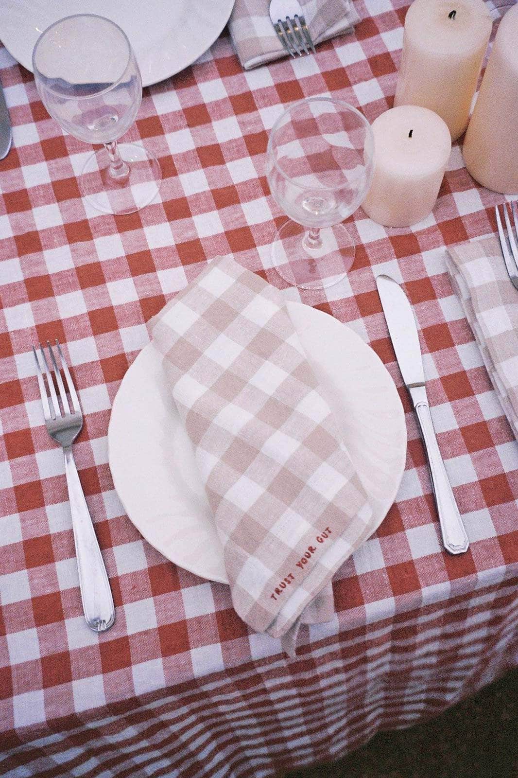 Gingham Gratitude Napkins - Set of 4