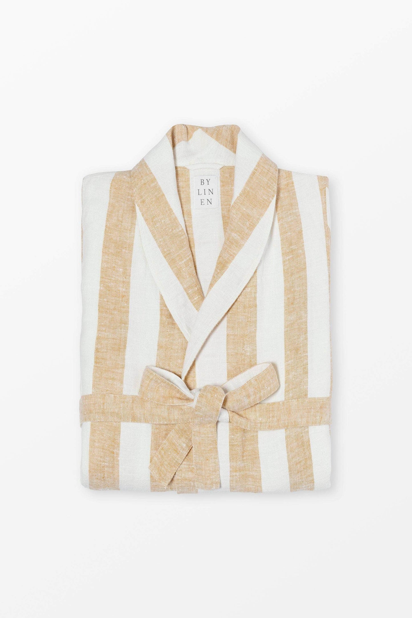 Load image into Gallery viewer, Yellow + White Linen Bathrobe
