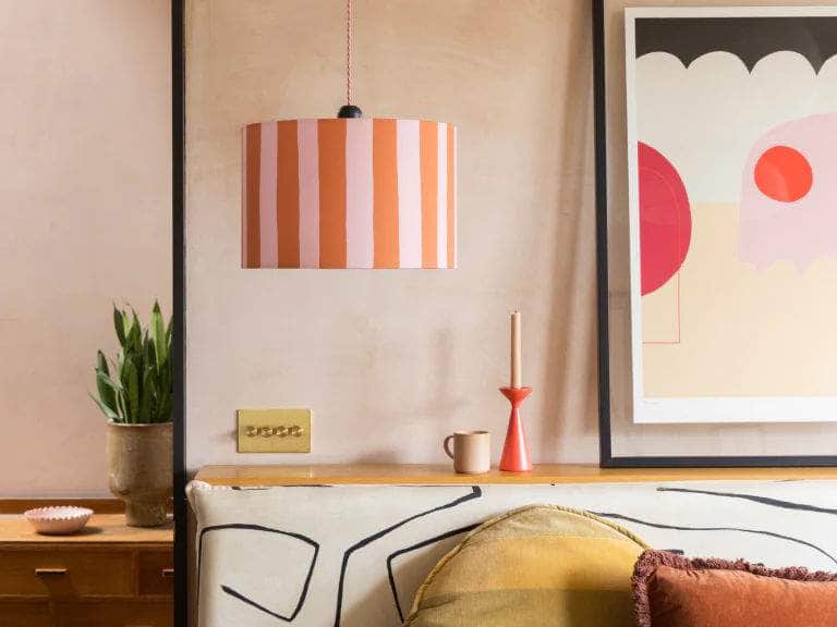 Pink stripes print lamp shade