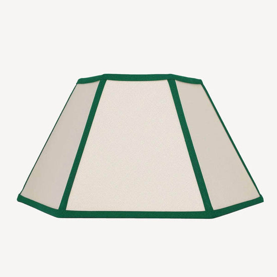 Load image into Gallery viewer, Hexagon Linen Lampshade, Green Trim - Medium
