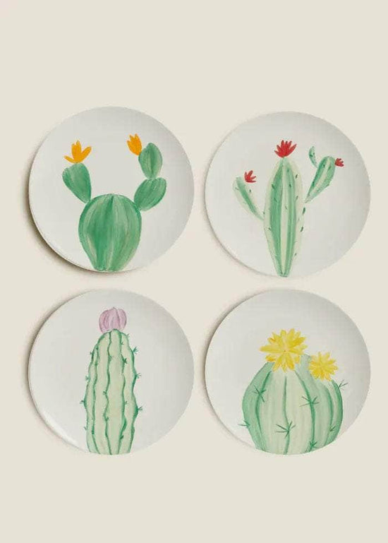 Hand Painted Spicy Cactus Set of 4 Plates