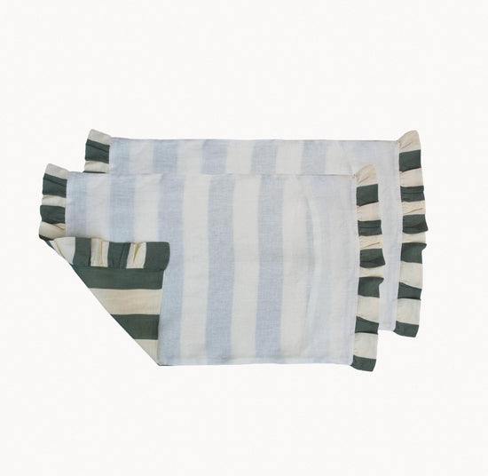 Sea Green Wide Stripe Set of Two Pillow Slips